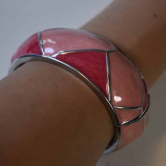 Pink Metal Geometric Bracelet - Picture 1 of 4